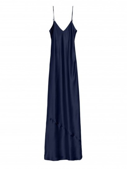 Sienna Miller silk slip dress, ROYAL BLUE CAMI GOWN by Nili Lotan (also available in dark navy), attending the Rockins Selfridges Pop-up party, 4 July 2017. Celebrity dresses | star style gowns - flipped