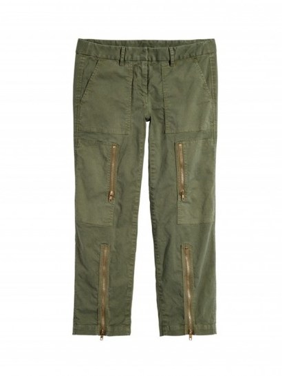 NILI LOTAN SURPLUS GREEN KENNEDY PANT | cropped khaki trousers | zipped pants - flipped