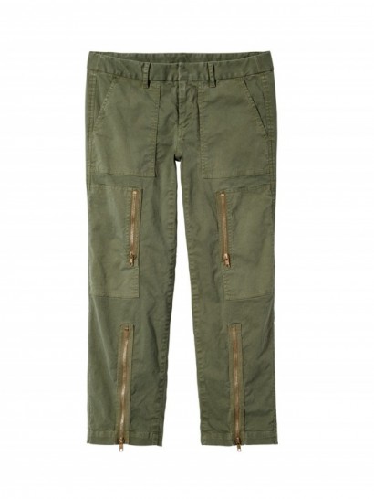 NILI LOTAN SURPLUS GREEN KENNEDY PANT | cropped khaki trousers | zipped pants