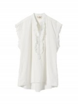Nili Lotan WHITE CHARLTON SHIRT | sleeveless frayed shirts