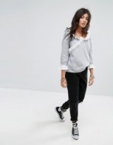 Noisy May Sweat Top with Woven Ruffle Detail