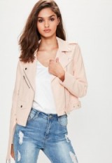 Missguided nude ultimate faux leather biker jacket