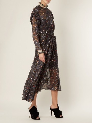 PREEN BY THORNTON BREGAZZI Olivia Truffle-print silk-blend devoré dress ~ asymmetric hem dresses - flipped