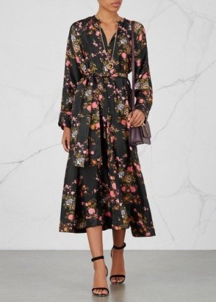 ISABEL MARANT Olympia floral-print silk midi dress – as worn by Lily Aldridge out in New York City, 20 July 2017. - flipped