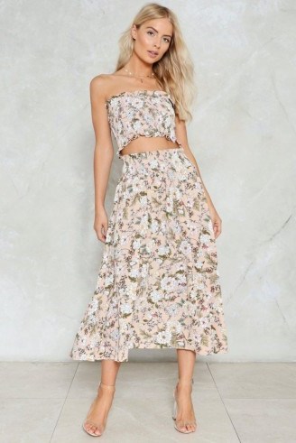 NASTY GAL On the Grow Floral Top and Skirt Set - flipped