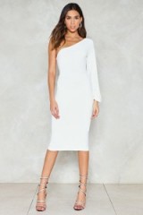 Nasty Gal One-Hit Wonder Midi Dress ~ white one shoulder dresses ~ party fashion