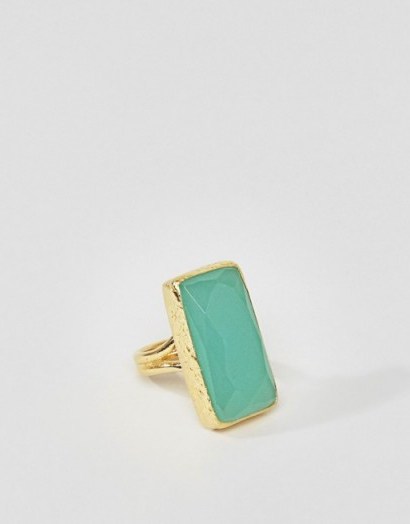 Ottoman Hands Large Rectangle Aqua Ring | statement rings | jewellery - flipped