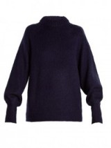 TIBI Oversized balloon-sleeved sweater ~ navy-blue chunky sweaters ~ knitwear