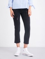 PAIGE DENIM Jacqueline sequin-embellished straight high-rise jeans | black sequined denim