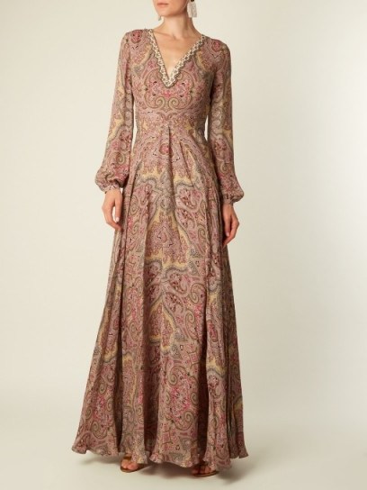 ETRO Paisley-print bead-embellished silk gown - flipped