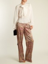 ETRO Paisley-print wide-leg stretch-silk trousers