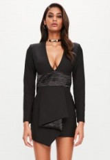 missguided peace + love black long sleeved plunge dress