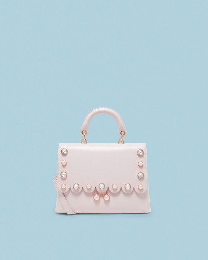 Ted Baker SYLVIAA Pearl embellished leather lady bag – pink handbags - flipped
