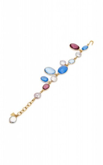 Loulou De La Falaise Pebble And Pearl 24K Gold-Plated Crystal Bracelet - flipped