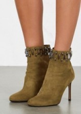SAMUELLE FAILLI Peggy olive suede boots | embellished booties