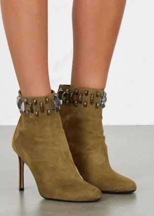 SAMUELLE FAILLI Peggy olive suede boots | embellished booties - flipped