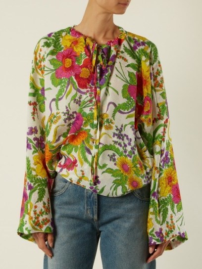 BALENCIAGA Peignoir blouse ~ beautiful floral printed blouses - flipped