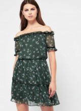 Miss Selfridge PETITE Printed Bardot Dress ~ floral print off the shoulder dresses