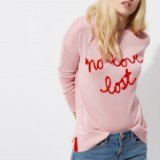 River Island Pink knit ‘no love lost’ slogan jumper