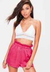 Missguided pink paperbag waist floaty shorts
