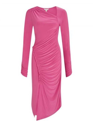 Miss Selfridge Pink Soft Touch Midi Bodycon Dress - flipped