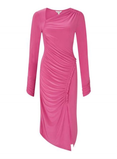 Miss Selfridge Pink Soft Touch Midi Bodycon Dress
