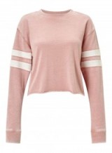MISS SELFRIDGE Pink Stripe Sleeve Crop Sweatshirt