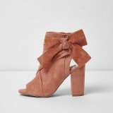 River Island Pink tie side shoe boots