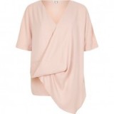 River Island Pink wrap front asymmetric hem T-shirt | statement tee