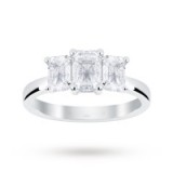 Goldsmiths Platinum 1.50 Carat Diamond Three Stone Emerald Cut Ring