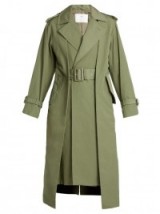 TOGA Pleat-front belted trench coat ~ stylish khaki-green coats