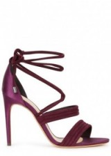ALEXANDRE BIRMAN Plum satin and suede sandals ~ strappy purple high heels
