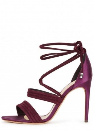 ALEXANDRE BIRMAN Plum satin and suede sandals ~ strappy purple high heels - flipped