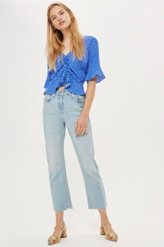Topshop Polka Dot Ruched Front Top - flipped