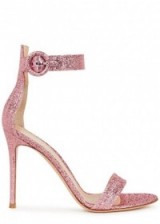 GIANVITO ROSSI Portofino 100 pink lamé sandals | luxe barely there high heels