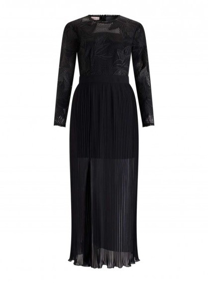Miss Selfridge PREMIUM Applique Pleated Maxi Dress – long black party dresses - flipped