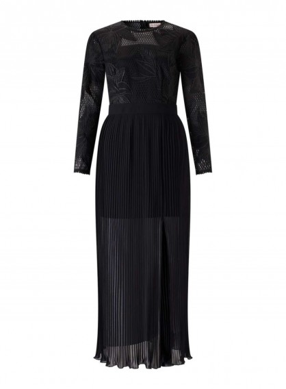 Miss Selfridge PREMIUM Applique Pleated Maxi Dress – long black party dresses