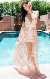 PRETTYLITTLETHING PREMIUM BLUSH EMBROIDERED LACE MAXI DRESS ~ pretty little thing ~ long pink floral dresses