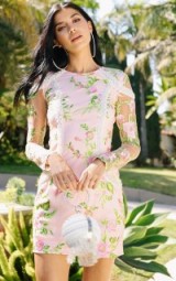 PRETTYLITTLETHING PREMIUM BLUSH EMBROIDERED LACE PEARL TRIM BODYCON DRESS ~ pink party dresses ~ pretty little thing