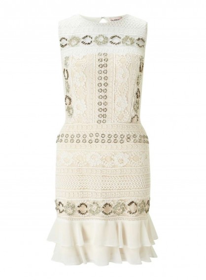 MISS SELFRIDGE PREMIUM Embellished Lace Frill Mini Dress