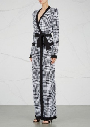 BALMAIN Prince of Wales houndstooth maxi cardigan | long luxe cardigans | statement knitwear