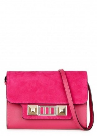 PROENZA SCHOULER PS11 hot pink leather shoulder bag ~ small suede bags - flipped