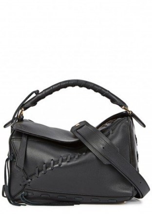 LOEWE Puzzle Laced black leather tote - flipped