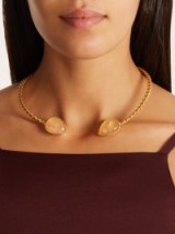 SYLVIA TOLEDANO Quartz and gold-plated necklace ~ statement jewellery