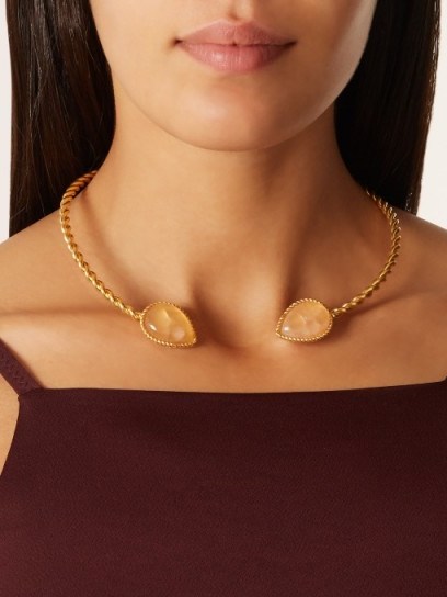 SYLVIA TOLEDANO Quartz and gold-plated necklace ~ statement jewellery - flipped