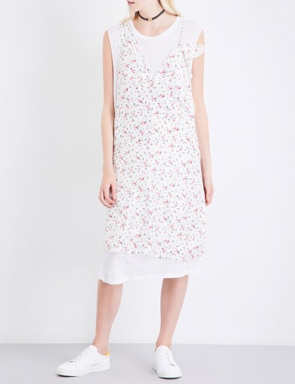 R13 Floral-print cotton, cashmere-blend and silk dress