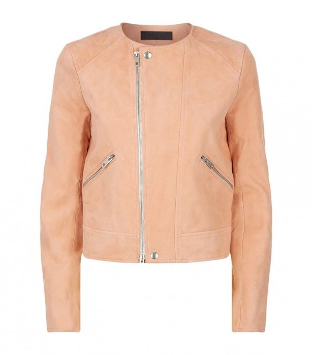 Rag & Bone Hollander Suede Jacket – luxe jackets – pink biker - flipped