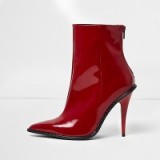 River Island Red patent stiletto heel ankle boots