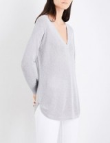 REISS Bless metallic jumper | silver V-neck jumpers | knitwear