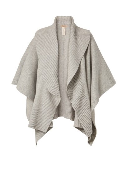 BURBERRY Ribbed-lapel wool and cashmere-blend poncho - flipped